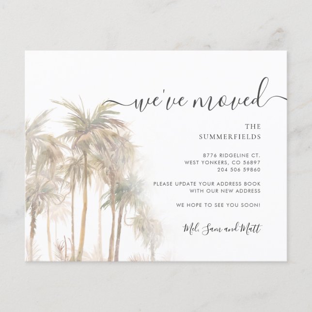 Papier Déplacement Faire-part Budget Palmiers Côtiers (Devant)