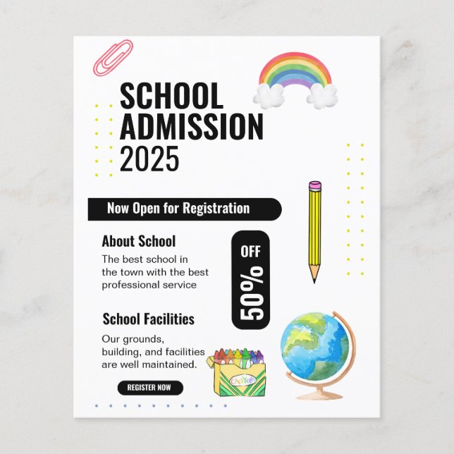 Papier Dépliant d'admission à l'école, Dépliant de promot (Devant)