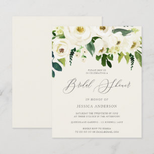 Papier Des roses blanches sur une invitation budgétaire d