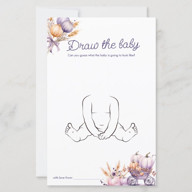 Papier Dessinez le jeu de Baby shower d'automne Citrouill (Devant)