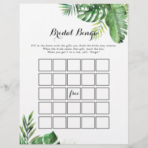 Papier Destination Tropical Green Bridal Bingo Jeu