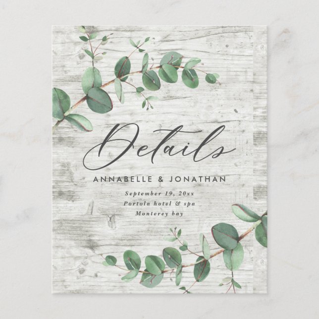 Papier détails de mariage au budget délicat eucalyptus RS (Devant)