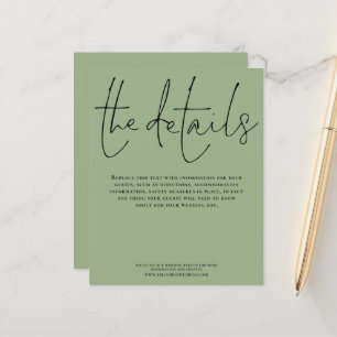 Papier Détails du Mariage budgétaire Boîtier vert Sage Sc