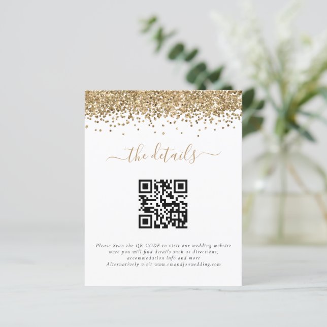 Papier Détails du Mariage de code QR de Parties scintilla (Debout devant)