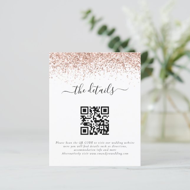Papier Détails du Mariage de code QR de Parties scintilla (Debout devant)