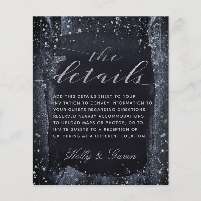 Papier Détails du Mariage de nuit Silver Starry (Devant)