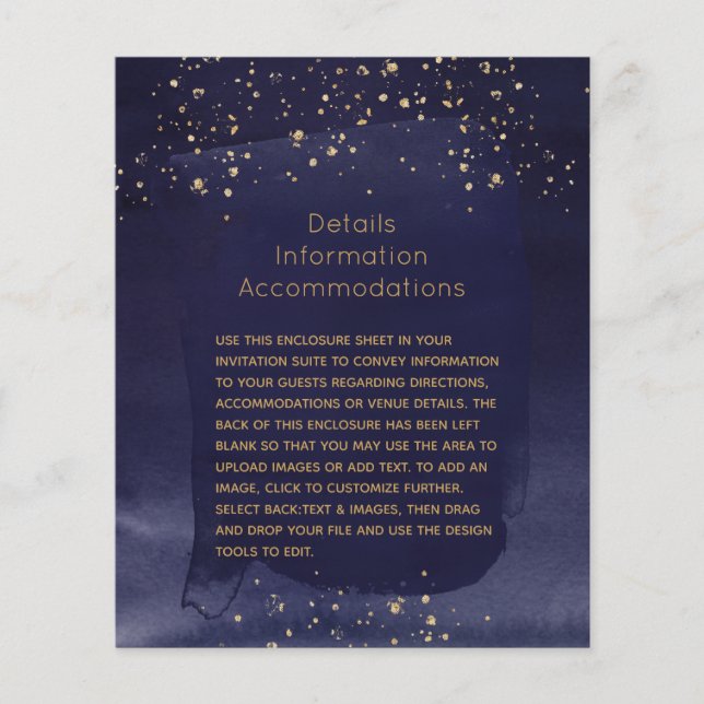 Papier Détails du Mariage Sapphire & Gold (Devant)