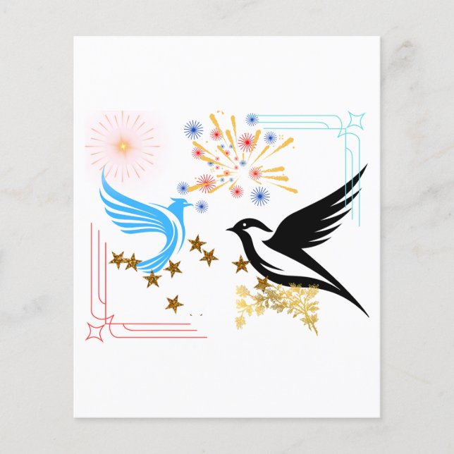 Papier Deux oiseaux majestueux (Devant)