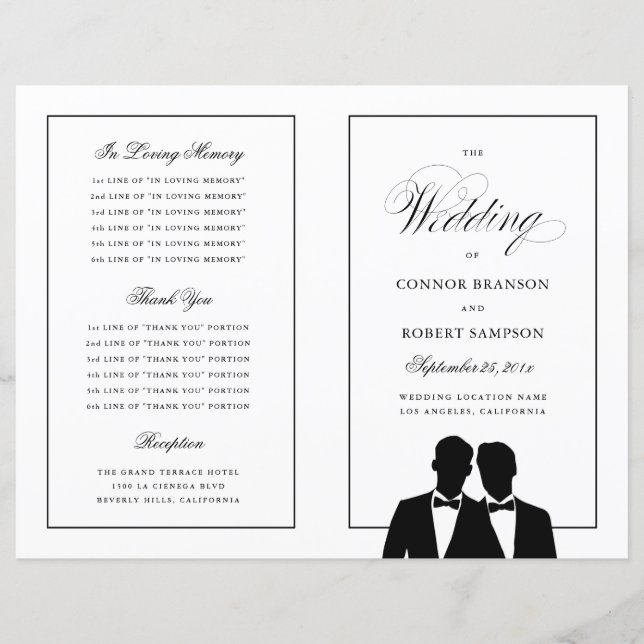 Papier Deux salles Silhouettes Bow Cravate Gay Wedding Pr (Devant)