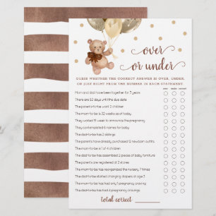 Papier Devinez au-dessus ou sous le Baby shower de jeu Te