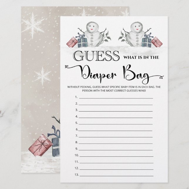 Papier Devinez ce qu'il y a dans le baby shower de sacs d (Devant / Derrière)