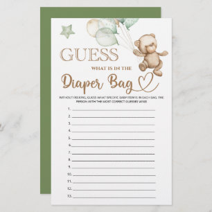 Papier Devinez ce qu'il y a dans le baby shower d'ours de