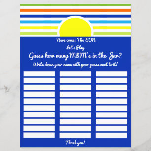 Papier Devinez Combien De Baby showers Jeu Ici vient Fils