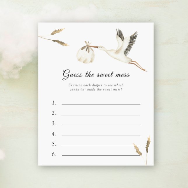 Papier Devinez la douceur du jeu - Baby shower de cigogne (Créateur téléchargé)