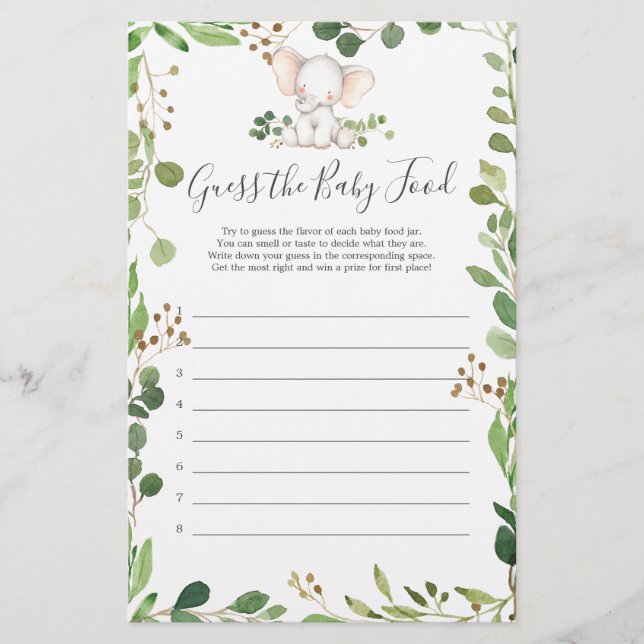 Papier Devinez la Nourriture pour Bébé Baby Shower à Thèm (Devant)