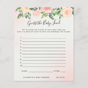 Papier Devinez la nourriture pour bébés Jeu Baby shower
