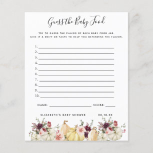 Papier Devinez la nourriture pour bébés   Jeu Baby shower