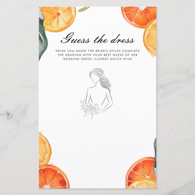 Papier Devinez la robe Aperol Spritz Fête des mariées jeu (Devant)