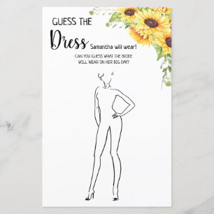 Papier Devinez la robe nuptiale douche anglais jeu espagn