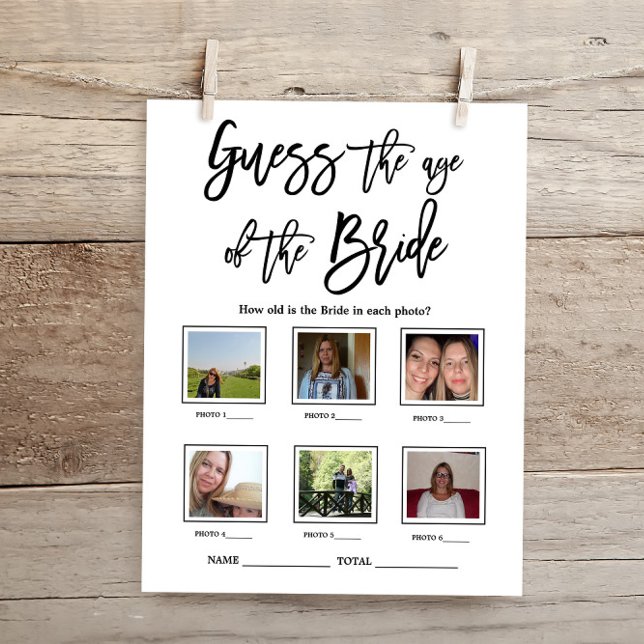 Papier Devinez l'âge du jeu de Fête des mariées de mariée (Créateur téléchargé)