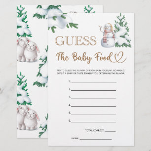 Papier Devinez Le Baby shower D'Hiver De Nourriture Bébé.