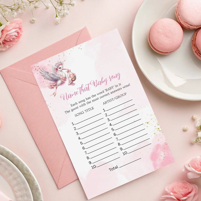 Papier Devinez le Baby shower Tune Chanson Jeu Rose Douch (Créateur téléchargé)