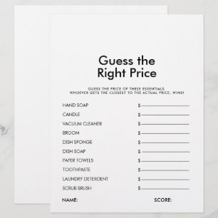 Papier Devinez le bon jeu de Fête des mariées de prix