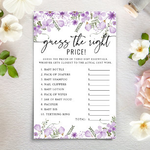 Papier Devinez le bon prix jeu Baby shower violet