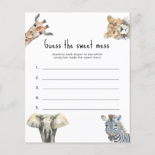 Papier Devinez le gâchis sucré - jeu de baby shower safar
