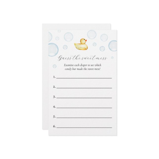 Papier Devinez le jeu de Baby shower de mats doux (Devant/Arrière en situation)