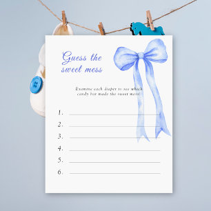 Papier Devinez le jeu de baby shower Sweet Mess - Nœud bl