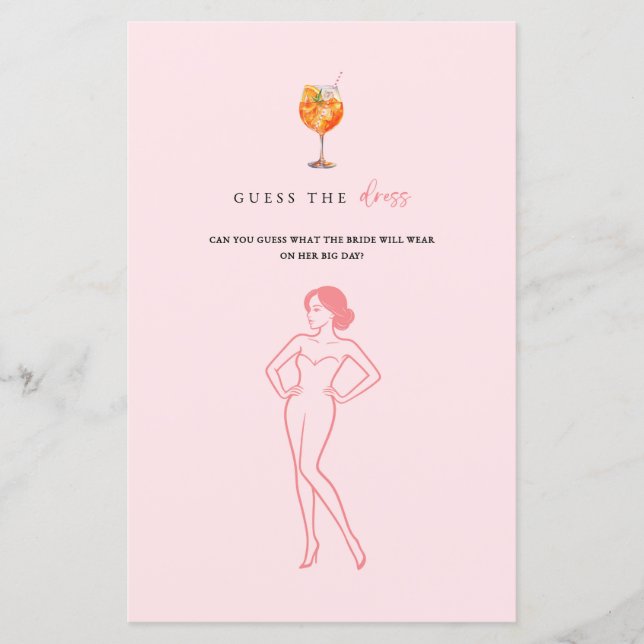 Papier Devinez le jeu de Fête des mariées Dress Spritz (Devant)