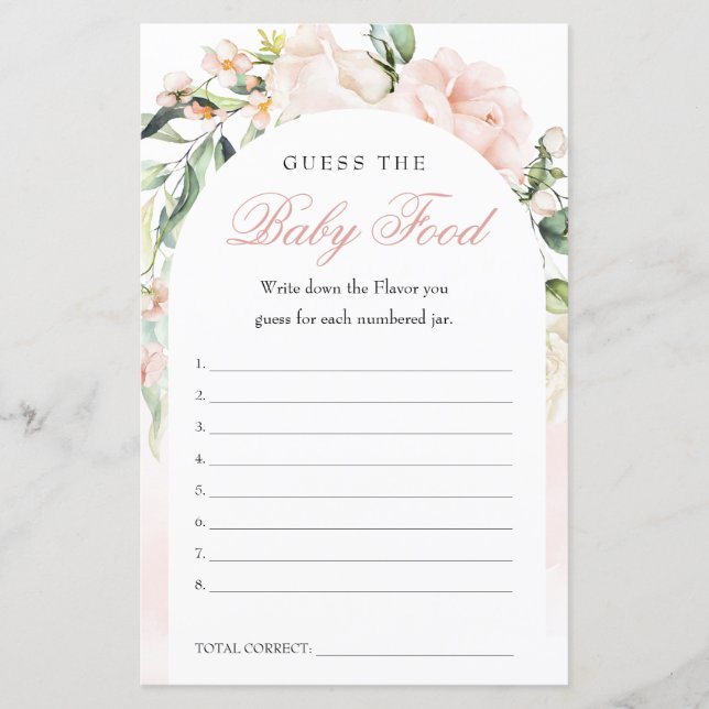 Papier Devinez Le Jeu Du Baby shower Alimentaire Bébé (Devant)