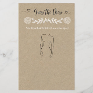 Papier Devinez Le Jeu Fête des mariées Robe