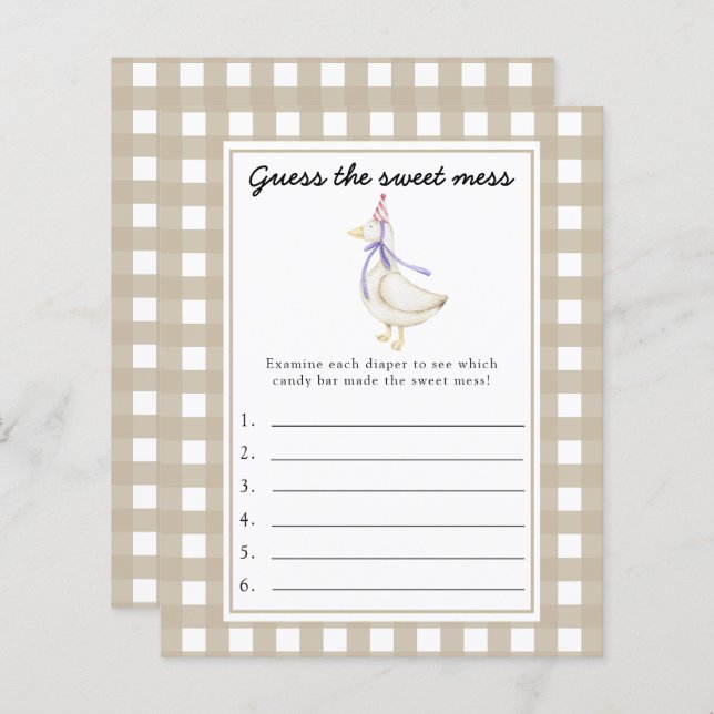 Papier Devinez le jeu Sweet Mess - Petite oie (Devant / Derrière)