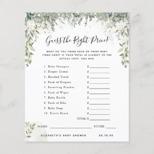 Papier Devinez Le Prix   Jeu Baby shower