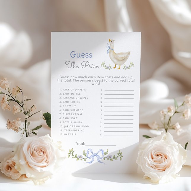 Papier Devinez le prix Jeu de baby shower Blue Goose (Créateur téléchargé)