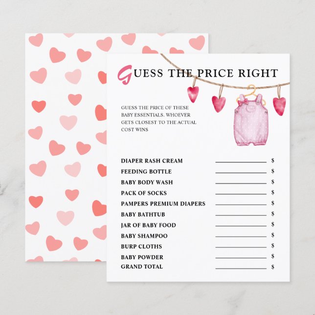 Papier Devinez Le Prix | Jeu de Baby shower de Saint Vale (Devant / Derrière)