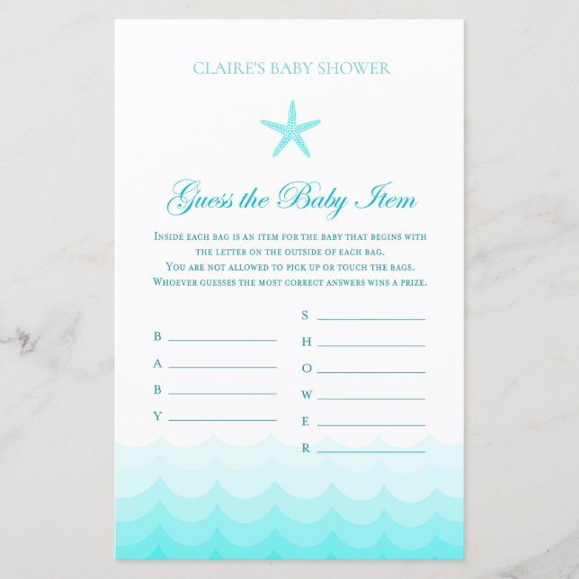 Papier Devinez les objets pour bébé - Jeu de Baby Shower (Devant)