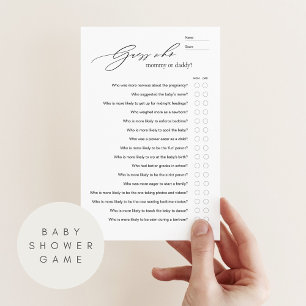 Papier Devinez Minimaliste Qui Baby shower Quiz Jeu