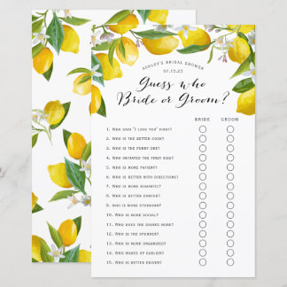 Papier Devinez qui, citron nuptiale jeux de douche