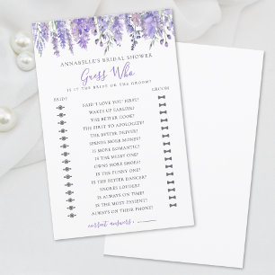 Papier Devinez Qui Fête de Mariage Florale Lavande