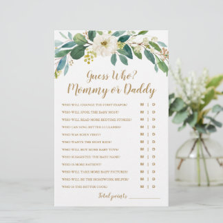 Papier Devinez Qui ? Jeu de Baby shower maman ou papa