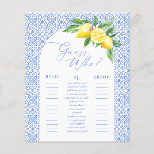 Papier Devinez Qui Lemon Positano Fête des mariées Jeu