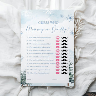 Papier Devinez qui, maman ou papa, Baby shower d'hiver je