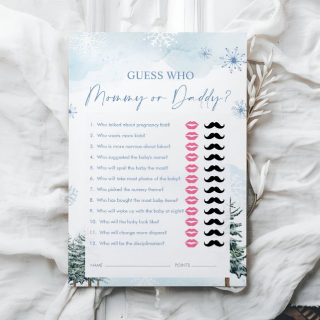 Papier Devinez qui, maman ou papa, Baby shower d'hiver je (Créateur téléchargé)