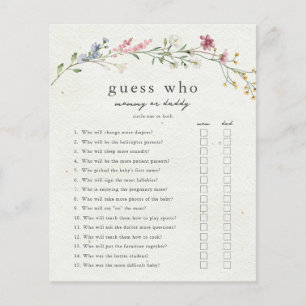 Papier Devinez qui maman ou papa Baby shower jeu