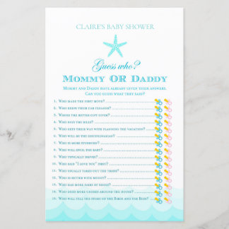Papier Devinez Qui maman ou papa - Baby shower Jeu