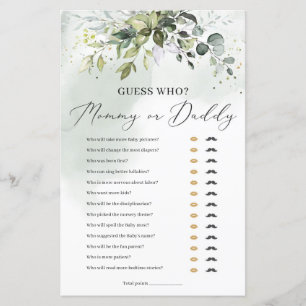 Papier Devinez qui maman ou papa jeu de baby shower