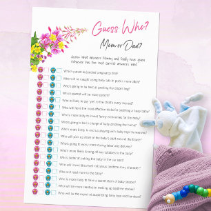 Papier Devinez qui Maman ou Papa Jeu de Baby Shower Fleur